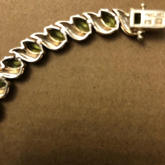 Gold over Sterling Silver Green Peridot Tennis Bracelet - Picture 5 of 8